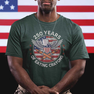 Marine Veteran 250 Years Of Eating Crayons T Shirt American Flag TS11 Dark Forest Green Print Your Wear