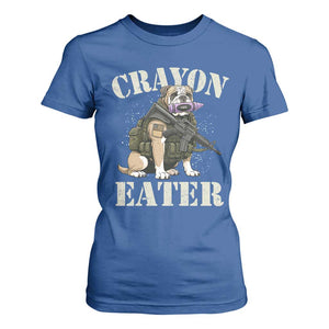 Funny Crayon Eater T Shirt For Women Military Corps Proud Marine Soldier TS11 Royal Blue Print Your Wear