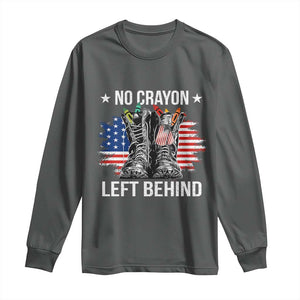No Crayon Left Behind Long Sleeve Shirt Corps Squad Military Our Marine Troop Combat Boots TS11 Dark Heather Print Your Wear