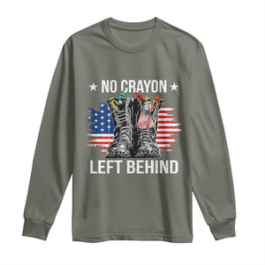 No Crayon Left Behind Long Sleeve Shirt Corps Squad Military Our Marine Troop Combat Boots TS11 Military Green Print Your Wear
