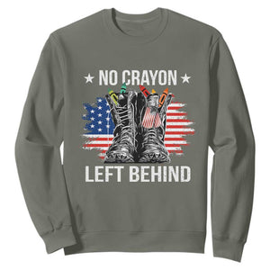 No Crayon Left Behind Sweatshirt Corps Squad Military Our Marine Troop Combat Boots TS11 Military Green Print Your Wear