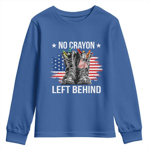 No Crayon Left Behind Youth Sweatshirt Corps Squad Military Our Marine Troop Combat Boots TS11 Royal Blue Print Your Wear