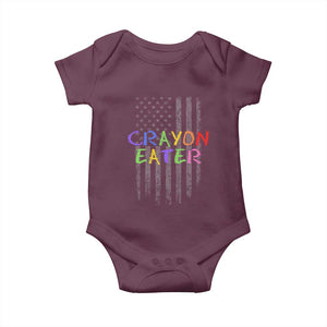 Funny Marine Military Veteran Baby Onesie Crayon Eater American Flag TS11 Maroon Print Your Wear