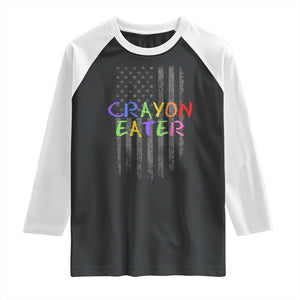 Funny Marine Military Veteran Raglan Shirt Crayon Eater American Flag TS11 Black White Print Your Wear