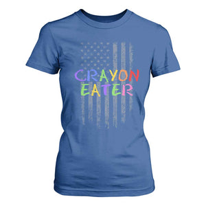 Funny Marine Military Veteran T Shirt For Women Crayon Eater American Flag TS11 Royal Blue Print Your Wear