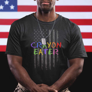 Funny Marine Military Veteran T Shirt Crayon Eater American Flag TS11 Black Print Your Wear
