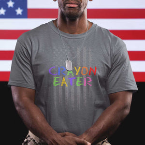 Funny Marine Military Veteran T Shirt Crayon Eater American Flag TS11 Charcoal Print Your Wear