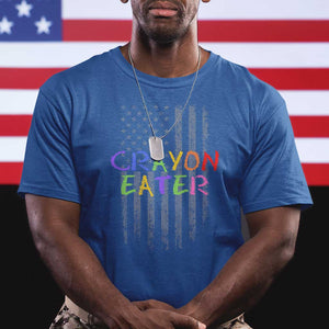 Funny Marine Military Veteran T Shirt Crayon Eater American Flag TS11 Royal Blue Print Your Wear