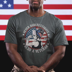 Never Underestimate A Women Who Is Also A Veteran T Shirt Female Veteran TS11 Dark Heather Print Your Wear