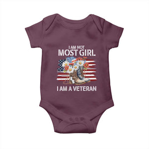 I Am Not Most Girl I Am A Veteran Baby Onesie Female Veteran Combat Boots TS11 Maroon Print Your Wear