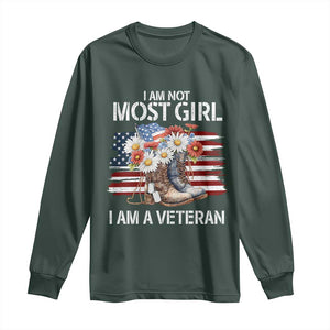 I Am Not Most Girl I Am A Veteran Long Sleeve Shirt Female Veteran Combat Boots TS11 Dark Forest Green Print Your Wear