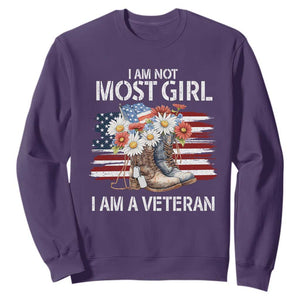 I Am Not Most Girl I Am A Veteran Sweatshirt Female Veteran Combat Boots TS11 Purple Print Your Wear