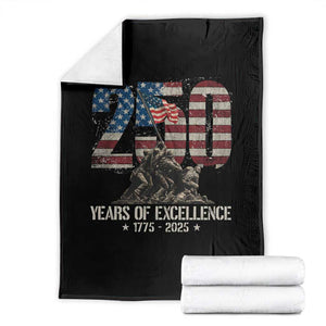 250 Years Of Excellence Throw Blanket 250th US Military Birthday Iwo Jima TS11 Black Print Your Wear