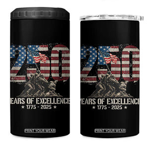 250 Years Of Excellence 4 in 1 Can Cooler Tumbler 250th US Military Birthday Iwo Jima TS11 One Size: 16 oz Black Print Your Wear