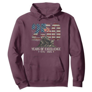 250 Years Of Excellence Hoodie 250th US Military Birthday Iwo Jima TS11 Maroon Print Your Wear