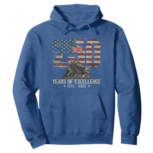 250 Years Of Excellence Hoodie 250th US Military Birthday Iwo Jima TS11 Royal Blue Print Your Wear