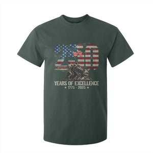 250 Years Of Excellence T Shirt For Kid 250th US Military Birthday Iwo Jima TS11 Dark Forest Green Print Your Wear