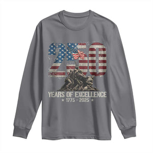 250 Years Of Excellence Long Sleeve Shirt 250th US Military Birthday Iwo Jima TS11 Charcoal Print Your Wear