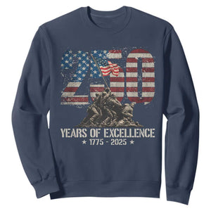 250 Years Of Excellence Sweatshirt 250th US Military Birthday Iwo Jima TS11 Navy Print Your Wear