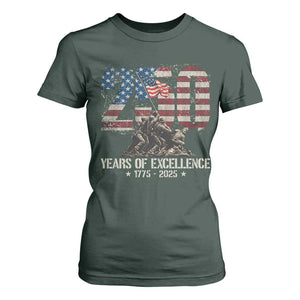 250 Years Of Excellence T Shirt For Women 250th US Military Birthday Iwo Jima TS11 Dark Forest Green Print Your Wear