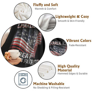 Charlie Kirk Throw Blanket Great American Patriot American Flag TS11 Print Your Wear
