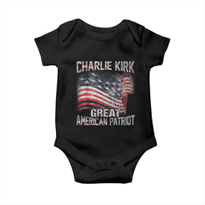 Charlie Kirk Baby Onesie Great American Patriot American Flag TS11 Black Print Your Wear