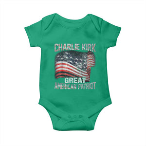 Charlie Kirk Baby Onesie Great American Patriot American Flag TS11 Irish Green Print Your Wear