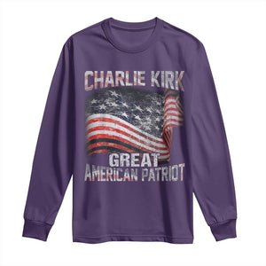 Charlie Kirk Long Sleeve Shirt Great American Patriot American Flag TS11 Purple Print Your Wear