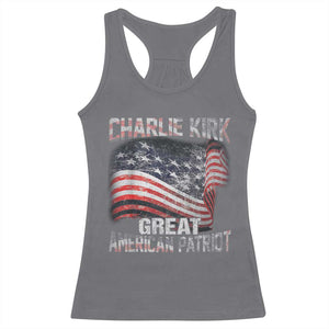 Charlie Kirk Racerback Tank Top Great American Patriot American Flag TS11 Charcoal Print Your Wear