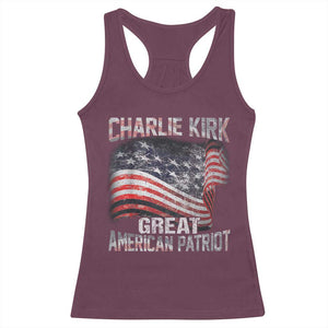 Charlie Kirk Racerback Tank Top Great American Patriot American Flag TS11 Maroon Print Your Wear