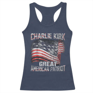 Charlie Kirk Racerback Tank Top Great American Patriot American Flag TS11 Navy Print Your Wear