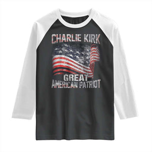 Charlie Kirk Raglan Shirt Great American Patriot American Flag TS11 Black White Print Your Wear