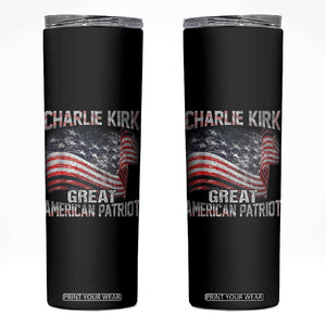 Charlie Kirk Skinny Tumbler Great American Patriot American Flag TS11 Black Print Your Wear