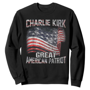 Charlie Kirk Sweatshirt Great American Patriot American Flag TS11 Black Print Your Wear