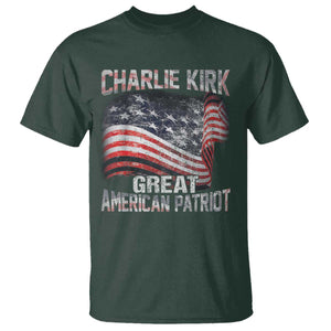 Charlie Kirk T Shirt Great American Patriot American Flag TS11 Dark Forest Green Print Your Wear
