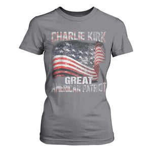 Charlie Kirk T Shirt For Women Great American Patriot American Flag TS11 Charcoal Print Your Wear