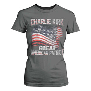 Charlie Kirk T Shirt For Women Great American Patriot American Flag TS11 Dark Heather Print Your Wear