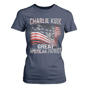 Charlie Kirk T Shirt For Women Great American Patriot American Flag TS11 Navy Print Your Wear