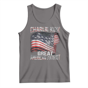 Charlie Kirk Tank Top Great American Patriot American Flag TS11 Deep Heather Print Your Wear