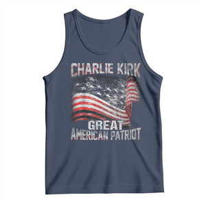 Charlie Kirk Tank Top Great American Patriot American Flag TS11 Navy Print Your Wear