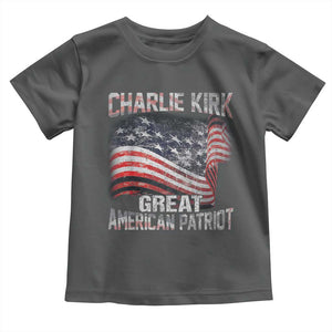 Charlie Kirk Toddler T Shirt Great American Patriot American Flag TS11 Dark Heather Print Your Wear