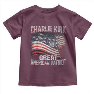 Charlie Kirk Toddler T Shirt Great American Patriot American Flag TS11 Maroon Print Your Wear
