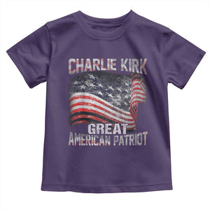 Charlie Kirk Toddler T Shirt Great American Patriot American Flag TS11 Purple Print Your Wear