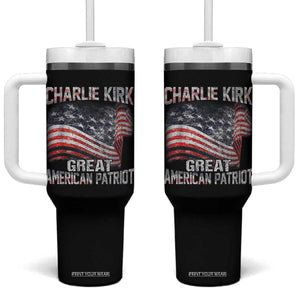Charlie Kirk Tumbler With Handle Great American Patriot American Flag TS11 One Size: 40 oz Black Print Your Wear