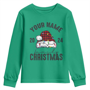 Personalized Christmas Family Youth Sweatshirt Custom Name Family Christmas 2024 Santa Hat TS11 Irish Green Print Your Wear