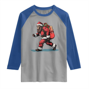 Funny Christmas Santa Bigfoot Raglan Shirt Xmas Sasquatch TS11 Sport Gray Royal Print Your Wear