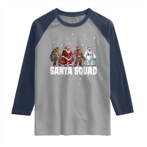 Funny Christmas Bigfoot Raglan Shirt Santa Squad Sasquatch Cosplay Elf Santa Snowman TS11 Sport Gray Navy Print Your Wear