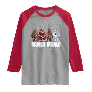 Funny Christmas Bigfoot Raglan Shirt Santa Squad Sasquatch Cosplay Elf Santa Snowman TS11 Sport Gray Red Print Your Wear
