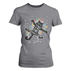 Funny Christmas It's Fine I'm Fine Everything Is Fine T Shirt For Women Black Cat TS11 Charcoal Print Your Wear