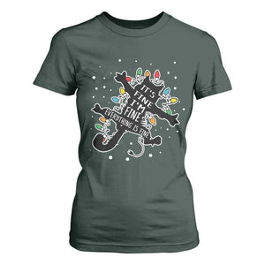 Funny Christmas It's Fine I'm Fine Everything Is Fine T Shirt For Women Black Cat TS11 Dark Forest Green Print Your Wear